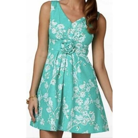 Lilly Pulitzer Parker Dress Birds & Bees Lagoon Green Rossette Mini Size… - Picture 3 of 16